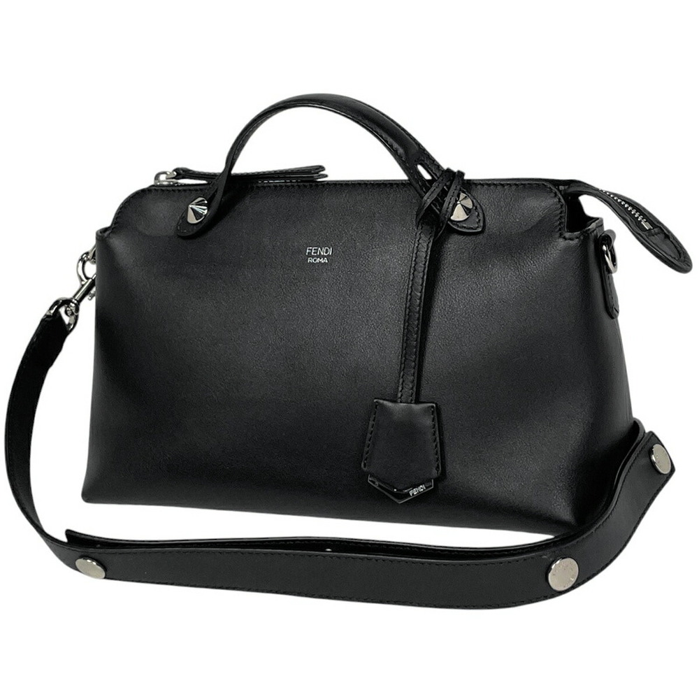 Fendi By The Way Handbag Shoulder Bag Leather Black